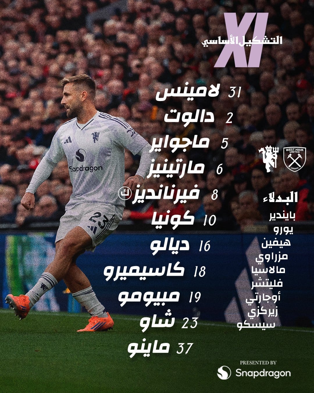 تشكيل مانشستر يونايتد الرسمي